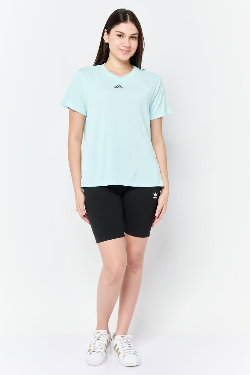 Adidas Women Sportswear Fit Short Sleeves Training T-Shirt, Turquoise - Image 4